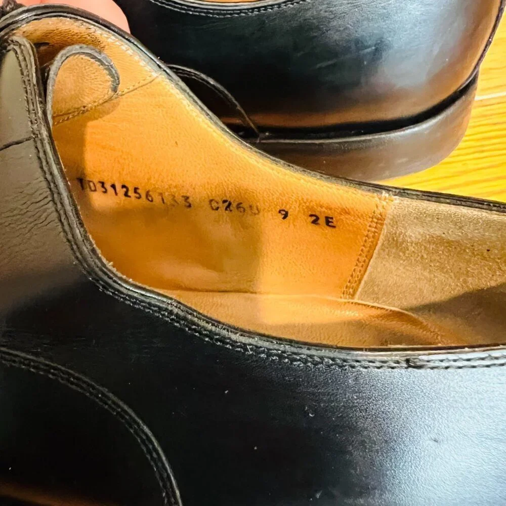 Salvatore Ferragamo Black Leather Cap Toe Oxford Dress Shoes US 9 Made in Italy